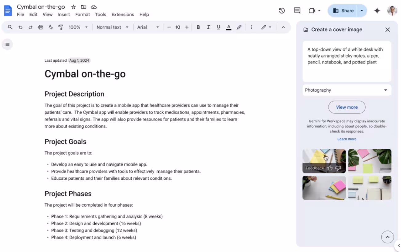 Google Gemini AI Image Generator for Docs
