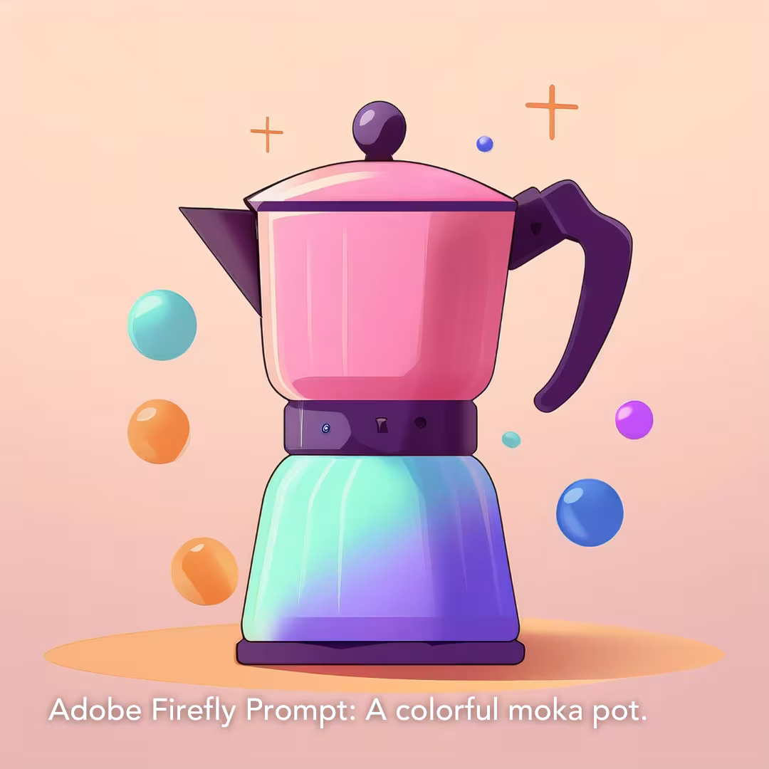 Adobe Firefly Prompt: A colorful moka pot.