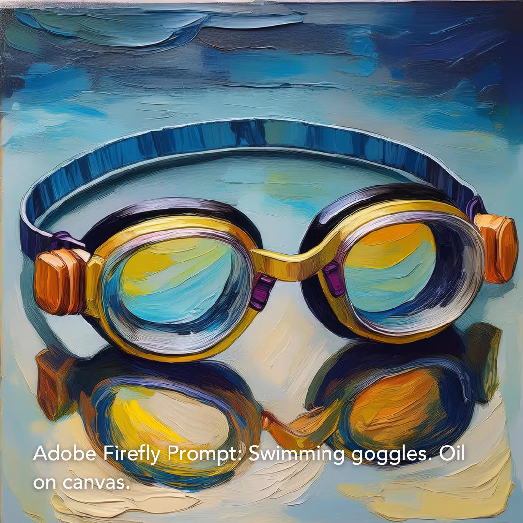 Adobe Firefly Prompt: Swimming goggles. Oil on canvas.
