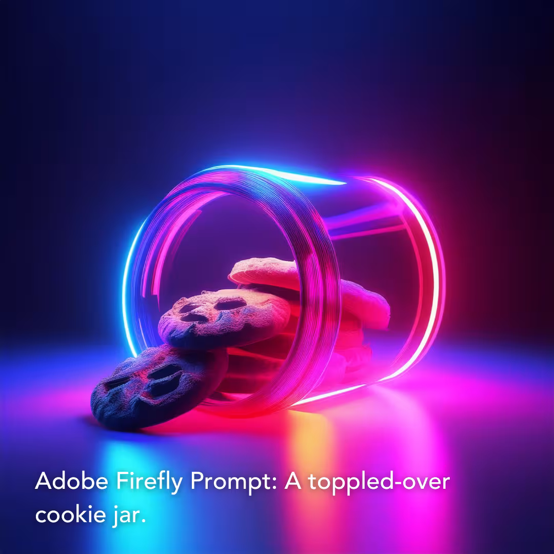 Adobe Firefly Prompt: A toppled-over cookie jar.