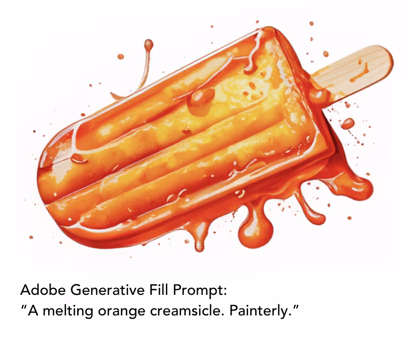 Adobe Generative Fill Prompt: “A melting orange creamsicle. Painterly.”