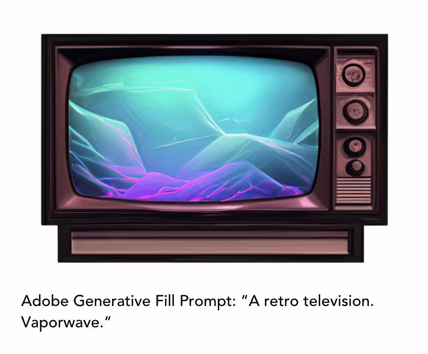 Adobe Generative Fill Prompt: “A retro television. Vaporwave.”
