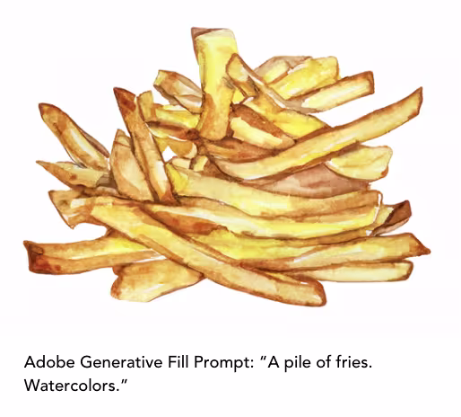Adobe Generative Fill Prompt: A pile of fries. Watercolors.
