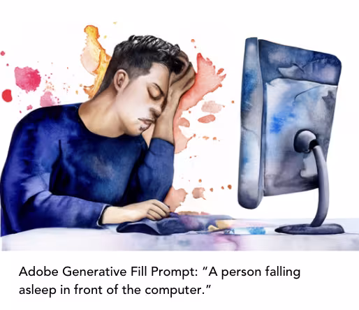 AI Prompt: A person falling asleep in front of the computer