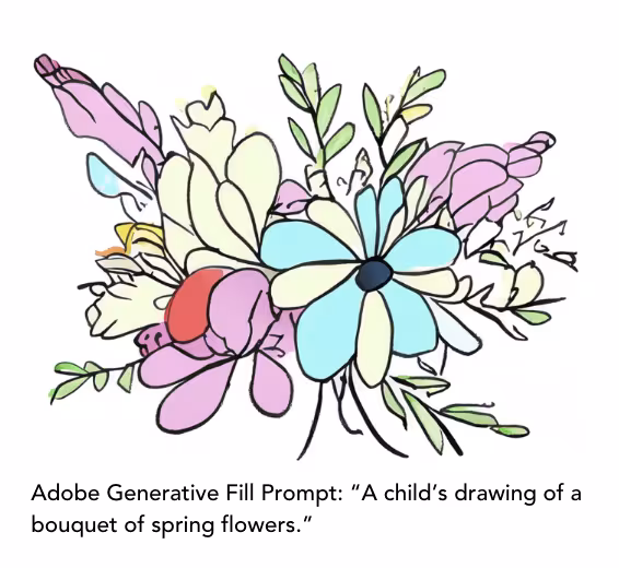 AI Prompt: A child's drawing of a spring bouquet of flowers.