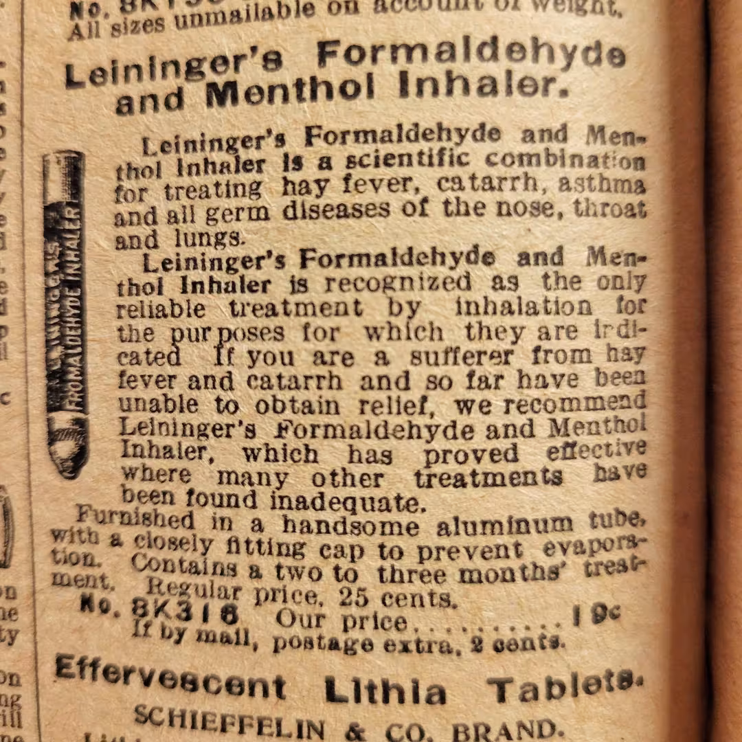 Leininger's Formaldehyde and Menthol Inhaler.