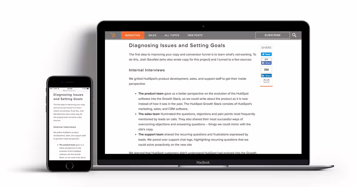 mobile copy versus desktop